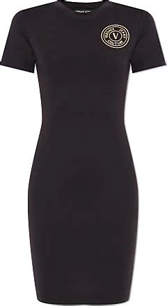 versace black and purple logo dress